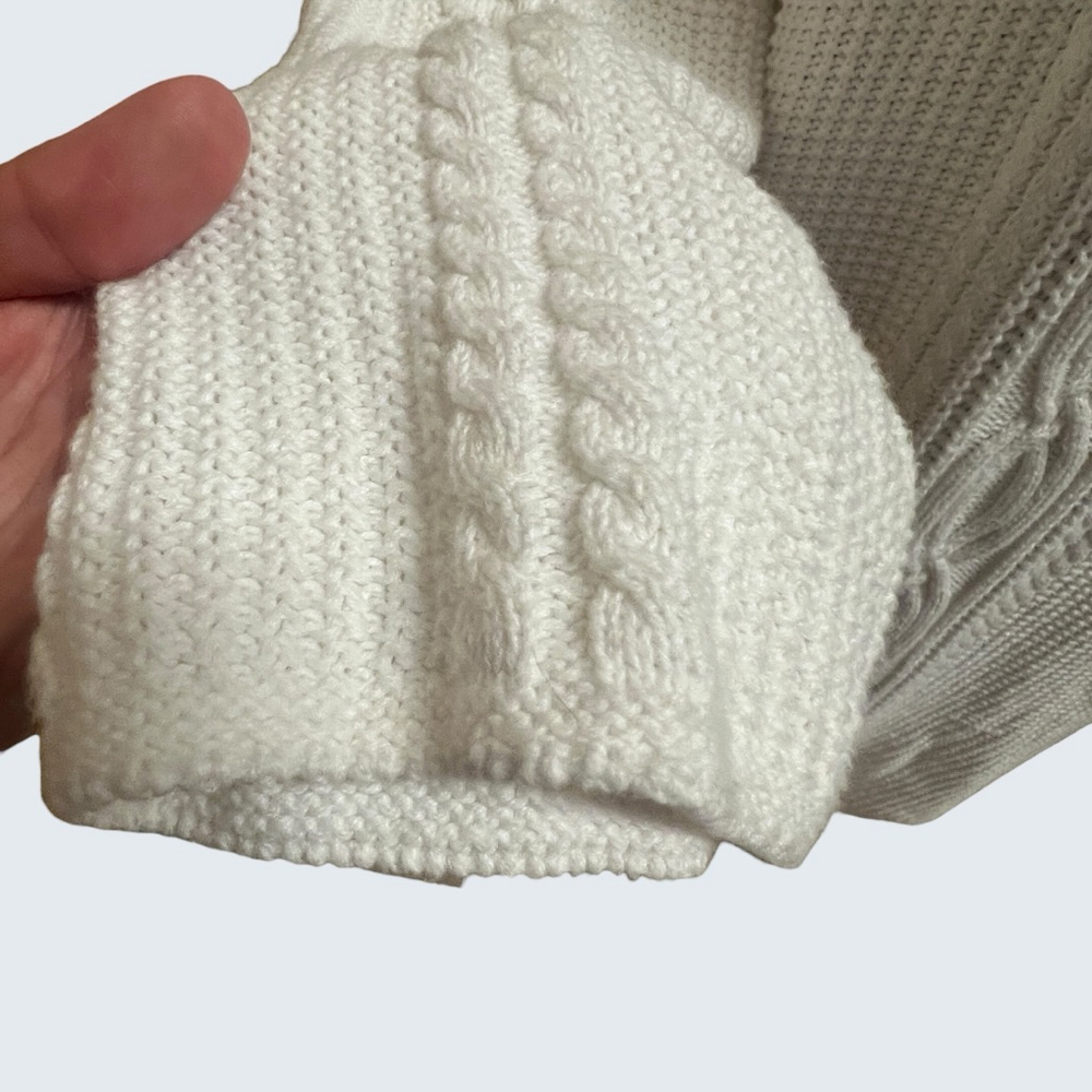 Jeanne Pierre Woman Ivory Cotton Cable Knit Shawl Collar Cardigan Sweater 1X - Picture 9 of 16